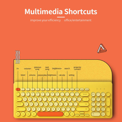 Bộ bàn phím tròn và chuột không dây BOW K221 2.4G Set 96 Key - xanh lá