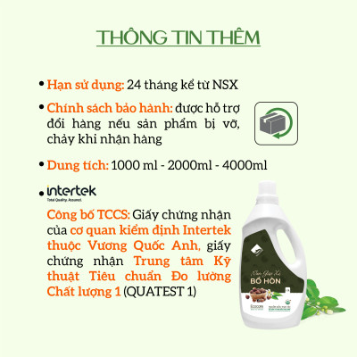 Nước giặt xả hữu cơ Bồ Hòn Ecocare tinh dầu Hoa Bưởi 4000ml