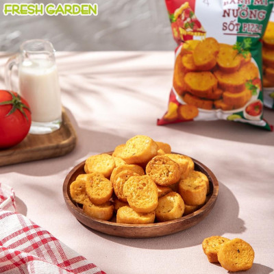 Snack Bánh Mì Nướng Sốt Pizza FRESH GARDEN Giòn Tan Hương Vị Đặc Biệt Thơm Ngon Gói 52g