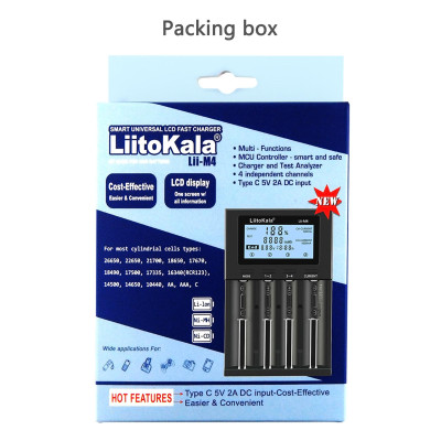 Bộ sạc pin 4 khe LIITOKALA LII-M4 với màn hình LCD cho pin 18650 26650 14500 AA AAA Lithium NiMH thông minh
