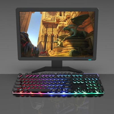 Bàn phím màng ZERODATE KB202 có dây,có đèn nền để chơi game 104 phím với Hiệu ứng ánh sáng có thể tùy chỉnh ABS 