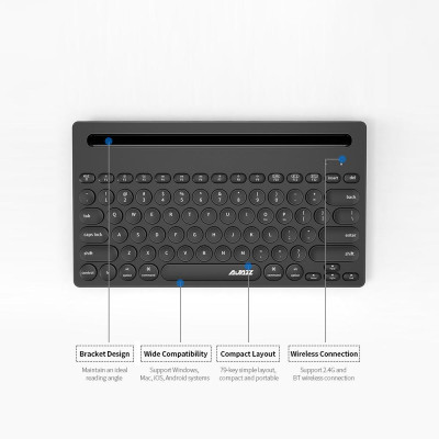 Bàn phím không dây Ajazz 320i Bàn phím không dây 2.4GHz BT -công thái học 79 Phím Bàn phím có giá đỡ - Màu trắng
