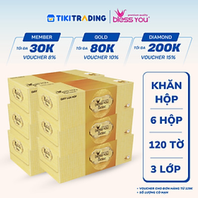 Combo 6 Khăn Hộp Bless You Lamour 120 Tờ