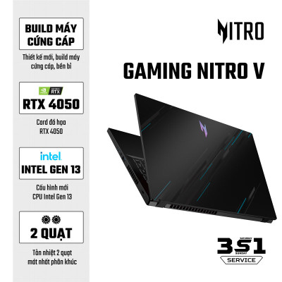 Laptop Gaming Acer Nitro V ANV15-51-55CA NH.QN8SV.004 (Intel Core i5-13420H | RTX 4050 6GB | 16GB | 512GB | 15.6 inch FHD | Win 11 | Đen) - HÀNG CHÍNH HÃNG