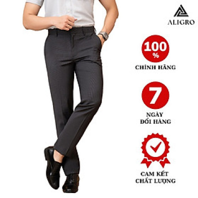 Quần âu nam ALIGRO màu đen kẻ nhỏ chuẩn form slimfit, tôn dáng ALGO1035