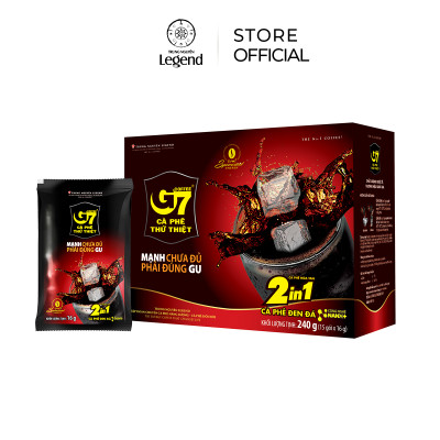 Cà Phê Hòa Tan G7 2in1 Trung Nguyên – Hộp 15 Gói – Cà Phê Đen Đá Pha Nhanh, Gu Đậm