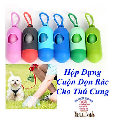 Hộp đựng túi rác vệ sinh cho Chó Mèo hình bầu dục dài 10cm Kèm 1 cuộn túi đựng Chất liệu nhựa chắc chắn Nhỏ gọn Tiện lợi