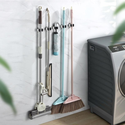 Giá Inox Treo Chổi Và Cây Lau Nhà Gắn Tường, Gọn Gàng - Ngăn Nắp, Gắn Keo Siêu Chắc Không Khoan Đục -TakyHome 4031