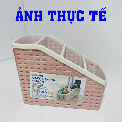 Khay nhựa tiện ích 4 ngăn Việt Nhật, khay 4 ngăn để bàn đựng bút, đồ dùng đa năng hàng Cao Cấp Bền Đẹp - Hàng Việt nam