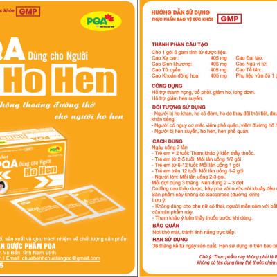 Cốm Ho Hen PQA Thành Phần Từ Thiên Nhiên Hỗ Trợ Thanh Họng, Bổ Phổi, Giảm Ho Và Hen Suyễn Hộp 25 Gói