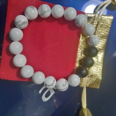 Vòng tay phong thủy đá Bạch tùng thiên nhiên, hợp nam nữ, Kèm giấy KIỂM ĐỊNH Photocopy  SẢN PHẨM MẪU, Kèm túi đựng Cung hỷ.