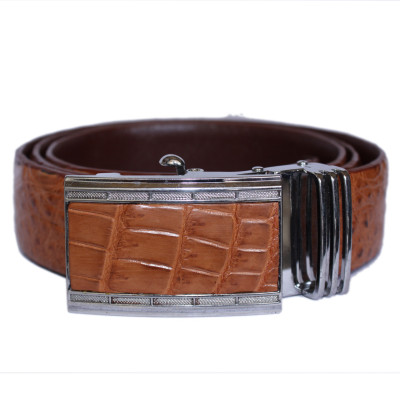 Dây nịt nam da cá sấu màu nâu đỏ HJ94205-40-41-53-78 