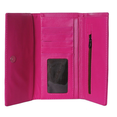 Ví nữ da bò màu hồng HJ93114-28-46 
