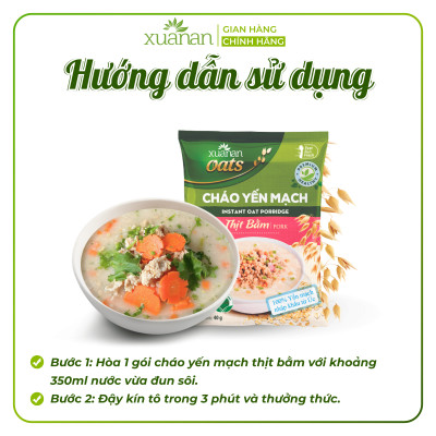 Combo 6 Gói Cháo Yến Mạch Thịt Heo Bằm Xuân An 40G (Tặng Kèm 1 Gói)