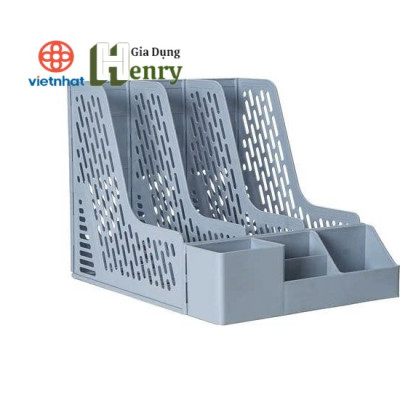 Khay đựng tài liệu văn phòng, giấy A4 Việt Nhật (MS: 5680) – Khay đựng sách vở, đồ dùng học tập 3 ngăn tiện ích