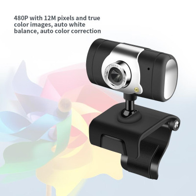 HXSJ A847 480P Webcam Manual Focus Computer Camera Built-in Sound Absorbing Microphone for Desktop Computer Laptop