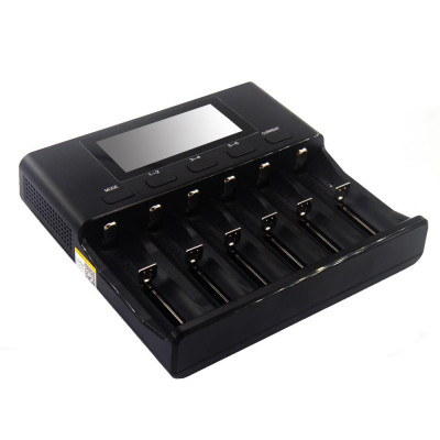 Bộ sạc pin LiitoKala Lii-S6 6 khe cắm 4 dòng điện Tự động phát hiện phân cực cho 18650 26650 21700 32650 Pin AA AAA - Phích cắm của Hoa Kỳ