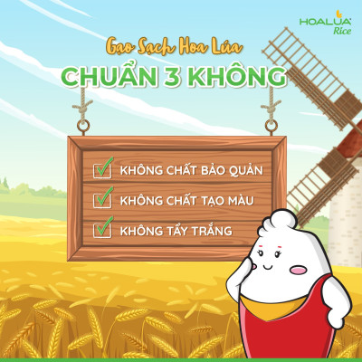 Gạo Tây Nam Bộ HOALUA Rice dẻo ít, mềm cơm, tơi xốp (Túi 5kg)