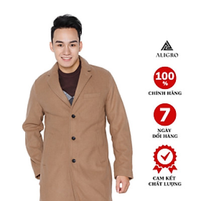 Áo khoác dạ măng tô nam màu nâu bò ALGMT.2