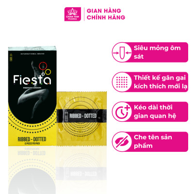 [Chính Hãng] Bao Cao Su Gân Gai Fiesta Ribbed Dotted Hộp 12 Cái - Gân Gai, Thăng Hoa