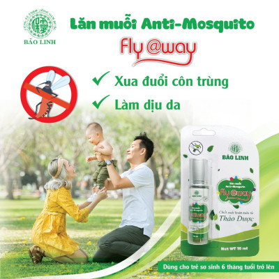 Lăn muỗi Fly@way 10ml - Giúp giảm ngứa do muỗi đốt, côn trùng cắn - Mùi hương bạc hà , Chiết xuất từ Thảo dược thiên nhiên, An toàn cho bé và cả gia đình.