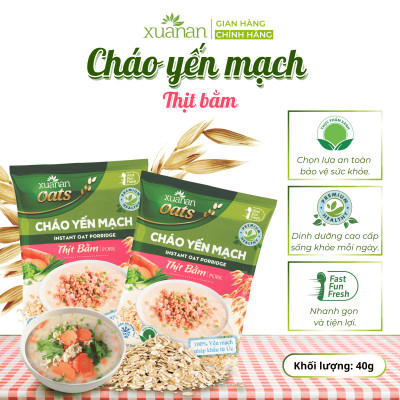 Thùng 30 Gói Cháo Yến Mạch Thịt Heo Bằm Xuân An 40G (Tặng Kèm 5 Gói)