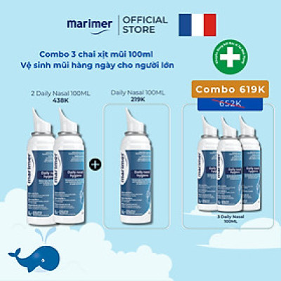 Combo 3 Chai Xịt Mũi Nước Biển Sâu Marimer - Vệ Sinh Hàng Ngày Dành Cho Gia Đình [100ml] - 7200C