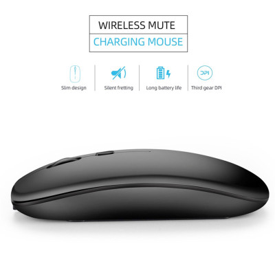 Chuột quang BT5.0 2.4G không dây chế độ kép HXSJ M90 có thể sạc lại công thái học 1600DPI 