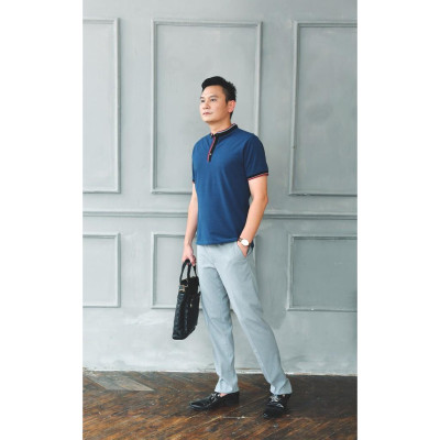 Áo polo nam cộc tay trơn màu xanh đậm aligro ALGPLO38