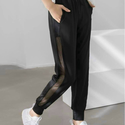 Quần Jogger Thể Thao Nữ Phối Lưới Có Dây Rút Và Bo Gấu - Thun 4 Chiều Không Xù Lông