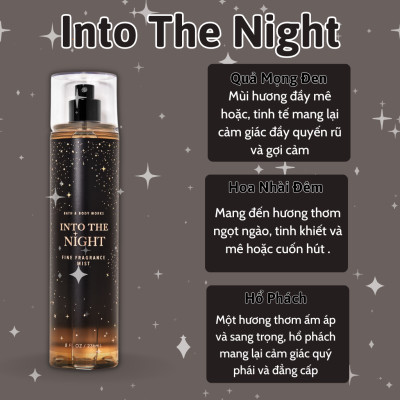 Body Mist Bath And Body Works Nam Nữ Chính Hãng Into The Nigh , Xịt Thơm Body Toàn Thân Hương Nước Hoa 236ml
