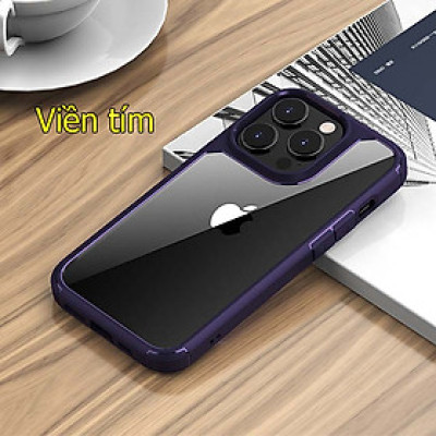 Ốp trong có viền tím cho iPhone 14 pro max chống sốc cao cấp - hàng chính hãng