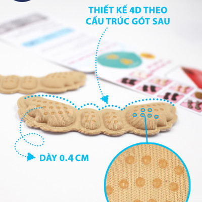 Combo 2 cặp Lót gót giày 4D hình cánh bướm có mặt gai silicone chống trầy rách da và chống tuột gót chân - buybox - BBPK70_2