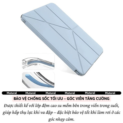Bao da Cho IPAD Gen 11 A16 2025 / Gen 10 10.9 inch 2022 hiệu Mutural Clear Pro - Lưng PC trong suốt , viền TPU, Có Khay Đựng Bút, Bao Da Thông Minh, tự động tắt mở màn hình - Hàng nhập khẩu