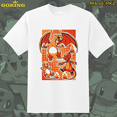 Áo thun in hình Lizardon Charizard siêu dễ thương, mã PK2. Áo phông in hình pokemon cao cấp cho trẻ em, bé trai, bé gái và teen nam nữ