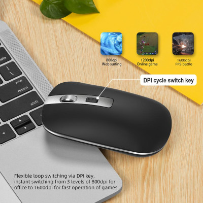 Chuột không dây HXSJ M50 Chế độ kép  2.4G dùng trong văn phòng với DPI có thể điều chỉnh cho máy tính xách tay PC - Màu bạc