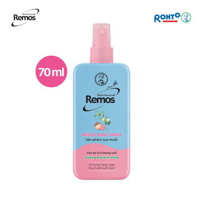 Xịt chống muỗi cho bé từ 6 tháng tuổi hương khuynh diệp Rohto Mentholatum Remos Baby Spray 70ml