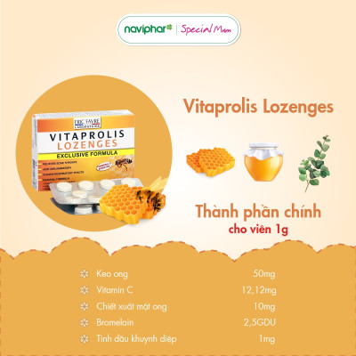 TPBVSK Vitaprolis Lozenges [Hộp 20 viên] Viên ngậm ho cho cả gia đình thành phần tự nhiên [Nhập khẩu Pháp]