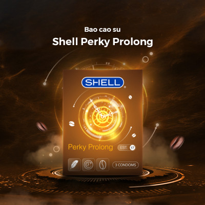 Bao cao su Shell Perky Prolong kéo dài thời gian, hương cà phê - Hộp 3 cái | SHELL CHÍNH HÃNG