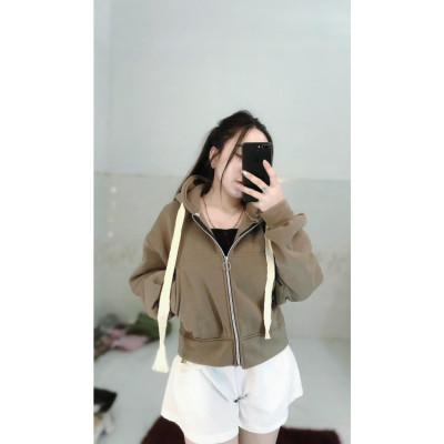 Áo khoác nữ nỉ form dài và fom lửng zip tay bồng vải nỉ ngoại có mũ nón 2 lớp form rộng hàng bao chất siêu hot-A2057