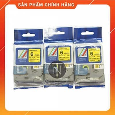 [Combo 3 hộp] Nhãn In đa lớp Tz2-611 - Đen nền vàng 6mm x 8m - Hàng nhập khẩu