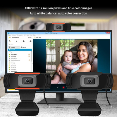 Webcam HXSJ A870 USB 480P tiêu cự cố định tích hợp Micrô hấp thụ âm thanh cho Máy tính để bàn Máy tính xách tay 