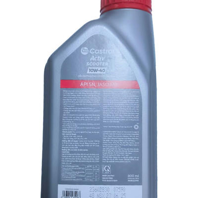 Dầu nhớt cho xe tay ga Castrol Activ Scooter, SAE 10W-40, 0.8L