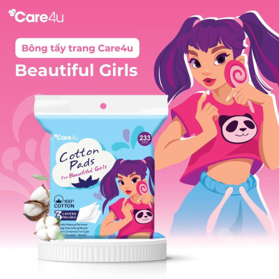 Bông tẩy trang cao cấp Care4u 3 lớp 233 miếng_CARE4165X