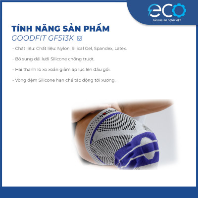 Băng bảo vệ đầu gối, bó gối thể thao silicon GF513K GoodFit chính hãng giá tốt