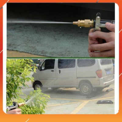 Vòi Xịt️Evoucher Bộ dây vòi xịt nước rửa xe, tưới cây , tăng áp 3 lần, loại 3m, 5m 206318E đầu đồng, đai, nối, d.vàng