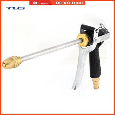 Bộ dây vòi xịt nước rửa xe, tưới cây . tăng áp 3 lần, loại 15m 206318 đầu đồng, đai, nối vàng