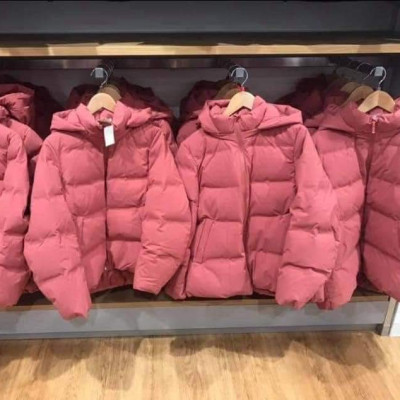 Aó lông vũ Nữ đại hàn siêu nhẹ siêu ấm có mũ Nhật bản màu hồng size L