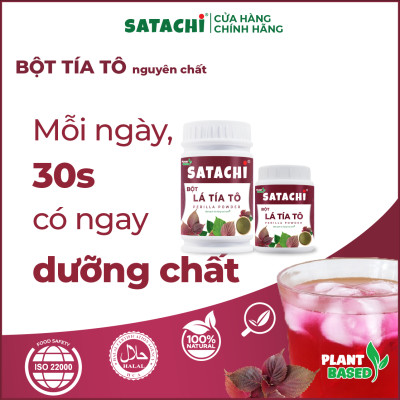 Bột Tía Tô SATACHI nguyên chất. Hỗ trợ gout, rối loạn mỡ máu, giải cảm, đẹp da. Hộp 68g và 218g