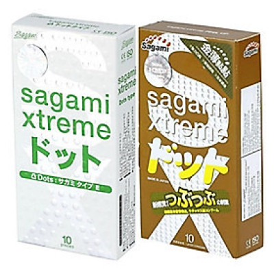 Bộ Bao Cao Su Có Gân Và Gai Siêu Mỏng Sagami Extreme White (10 Bao) Và Bao Cao Su Siêu Mỏng Co Dãn Sagami Xtreme Feel Up (10 Bao)